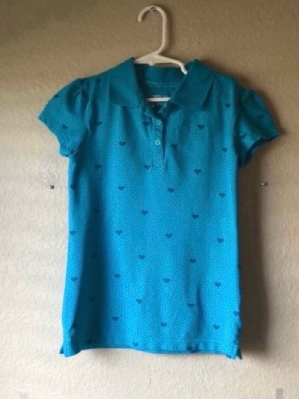 Cherokee Shirt Y2K Teal Color Hearts Preppy Polo Short Sleeve Top Girls Medium